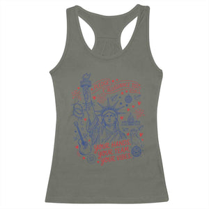 Pledge Allegiance To Your Hands Team Vibes Racerback Tank Top Statue of Liberty Doodle Americana Graphic