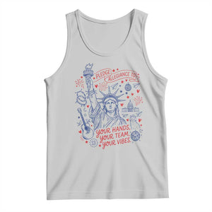 Pledge Allegiance To Your Hands Team Vibes Tank Top Statue of Liberty Doodle Americana Graphic