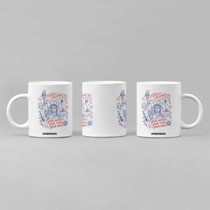 Pledge Allegiance To Your Hands Team Vibes Coffee Mug Statue of Liberty Doodle Americana Graphic