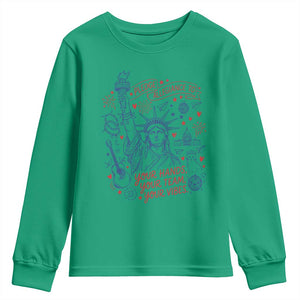 Pledge Allegiance To Your Hands Team Vibes Youth Sweatshirt Statue of Liberty Doodle Americana Graphic