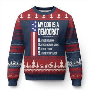 My Dog Is A Democrat Funny Conservative Humor Ugly Christmas Sweater Dog Owner Joke Political Satire