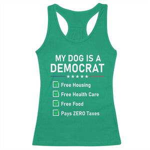 My Dog Is A Democrat Satirical Checklist Racerback Tank Top Funny Conservative Humor Dog Owner Gifts