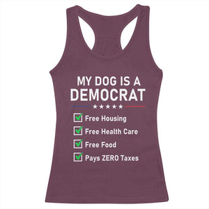 My Dog Is A Democrat Satirical Checklist Racerback Tank Top Funny Conservative Humor Dog Owner Gifts
