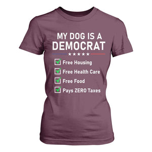 My Dog Is A Democrat Satirical Checklist T Shirt For Women Funny Conservative Humor Dog Owner Gifts