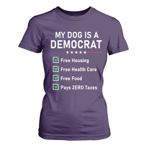 My Dog Is A Democrat Satirical Checklist T Shirt For Women Funny Conservative Humor Dog Owner Gifts