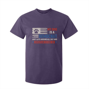 My Dog Is A Democrat American Paw Flag Patriotic T Shirt For Kid Just Lays Around Expects To Be Fed Conservative Humor Dog Owner