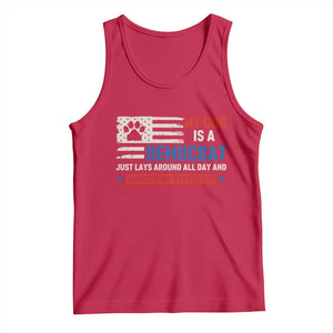My Dog Is A Democrat American Paw Flag Patriotic Tank Top Just Lays Around Expects To Be Fed Conservative Humor Dog Owner