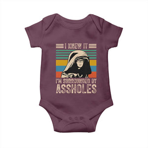 Funny I Knew It Im Surrounded by Axxholes Sci-fi Parody Baby Onesie Retro Sunset Space Vintage 1980s Movie Quote Inspo Meme TS02 Maroon Print Your Wear