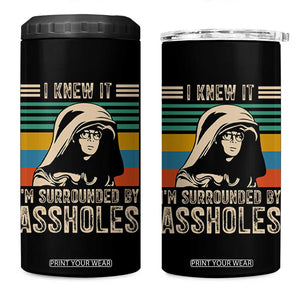 Funny I Knew It Im Surrounded by Axxholes Sci-fi Parody 4 in 1 Can Cooler Tumbler Retro Sunset Space Vintage 1980s Movie Quote Inspo Meme TS02 One Size: 16 oz Black Print Your Wear