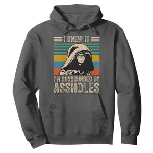 Funny I Knew It Im Surrounded by Axxholes Sci-fi Parody Hoodie Retro Sunset Space Vintage 1980s Movie Quote Inspo Meme TS02 Dark Heather Print Your Wear