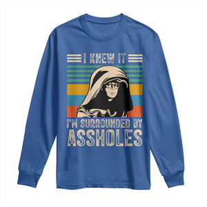 Funny I Knew It Im Surrounded by Axxholes Sci-fi Parody Long Sleeve Shirt Retro Sunset Space Vintage 1980s Movie Quote Inspo Meme TS02 Royal Blue Print Your Wear
