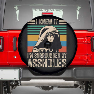 Funny I Knew It Im Surrounded by Axxholes Sci-fi Parody Spare Tire Cover Retro Sunset Space Vintage 1980s Movie Quote Inspo Meme TS02 Black Print Your Wear