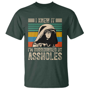 Funny I Knew It Im Surrounded by Axxholes Sci-fi Parody T Shirt Retro Sunset Space Vintage 1980s Movie Quote Inspo Meme TS02 Dark Forest Green Print Your Wear