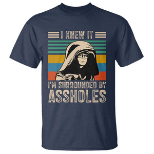 Funny I Knew It Im Surrounded by Axxholes Sci-fi Parody T Shirt Retro Sunset Space Vintage 1980s Movie Quote Inspo Meme TS02 Navy Print Your Wear
