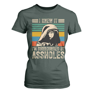 Funny I Knew It Im Surrounded by Axxholes Sci-fi Parody T Shirt For Women Retro Sunset Space Vintage 1980s Movie Quote Inspo Meme TS02 Dark Forest Green Print Your Wear