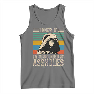 Funny I Knew It Im Surrounded by Axxholes Sci-fi Parody Tank Top Retro Sunset Space Vintage 1980s Movie Quote Inspo Meme TS02 Black Heather Print Your Wear