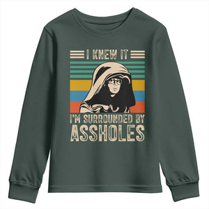 Funny I Knew It Im Surrounded by Axxholes Sci-fi Parody Youth Sweatshirt Retro Sunset Space Vintage 1980s Movie Quote Inspo Meme TS02 Dark Forest Green Print Your Wear