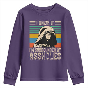 Funny I Knew It Im Surrounded by Axxholes Sci-fi Parody Youth Sweatshirt Retro Sunset Space Vintage 1980s Movie Quote Inspo Meme TS02 Purple Print Your Wear