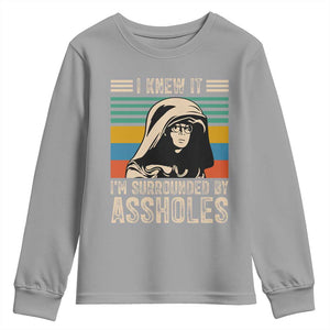 Funny I Knew It Im Surrounded by Axxholes Sci-fi Parody Youth Sweatshirt Retro Sunset Space Vintage 1980s Movie Quote Inspo Meme TS02 Sport Gray Print Your Wear