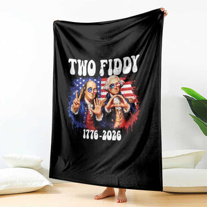 Two Fiddy Founding Fathers 1776 to 2026 Throw Blanket Funny Benjamin Franklin and George Washington American Flag Semiquincentennial