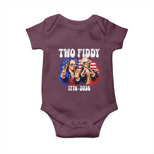 Two Fiddy Founding Fathers 1776 to 2026 Baby Onesie Funny Benjamin Franklin and George Washington American Flag Semiquincentennial