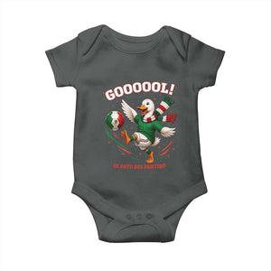 Funny Merlin the Duck Mexico Soccer Supporter Baby Onesie El Pato Del Partido Goooool Football Fans TS02 Dark Heather Print Your Wear