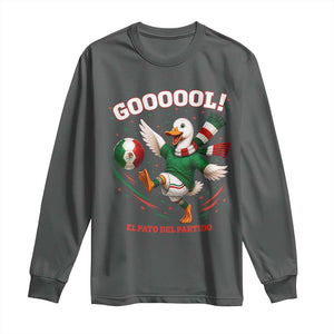 Funny Merlin the Duck Mexico Soccer Supporter Long Sleeve Shirt El Pato Del Partido Goooool Football Fans TS02 Dark Heather Print Your Wear