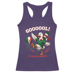 Funny Merlin the Duck Mexico Soccer Supporter Racerback Tank Top El Pato Del Partido Goooool Football Fans TS02 Purple Print Your Wear