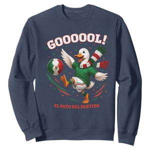 Funny Merlin the Duck Mexico Soccer Supporter Sweatshirt El Pato Del Partido Goooool Football Fans TS02 Navy Print Your Wear