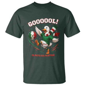 Funny Merlin the Duck Mexico Soccer Supporter T Shirt El Pato Del Partido Goooool Football Fans TS02 Dark Forest Green Print Your Wear