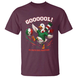 Funny Merlin the Duck Mexico Soccer Supporter T Shirt El Pato Del Partido Goooool Football Fans TS02 Maroon Print Your Wear