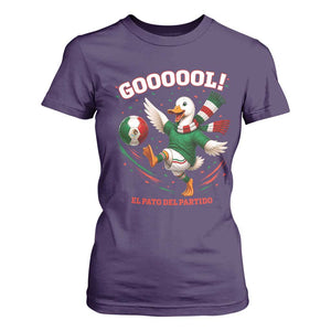 Funny Merlin the Duck Mexico Soccer Supporter T Shirt For Women El Pato Del Partido Goooool Football Fans TS02 Purple Print Your Wear