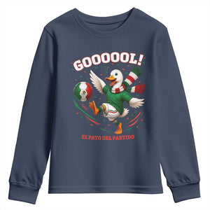 Funny Merlin the Duck Mexico Soccer Supporter Youth Sweatshirt El Pato Del Partido Goooool Football Fans TS02 Navy Print Your Wear
