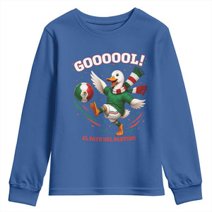 Funny Merlin the Duck Mexico Soccer Supporter Youth Sweatshirt El Pato Del Partido Goooool Football Fans TS02 Royal Blue Print Your Wear