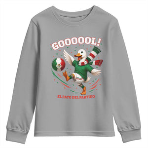 Funny Merlin the Duck Mexico Soccer Supporter Youth Sweatshirt El Pato Del Partido Goooool Football Fans TS02 Sport Gray Print Your Wear