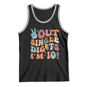 Funny Retro Groovy 10th Birthday Tank Top Out Single Digits I'm Ten TS02 Black Athletic Heather Print Your Wear