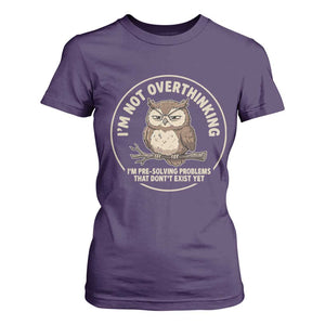 Funny Grumpy Owl Overthinker T Shirt For Women Im Not Overthinking Im Pre Solving Problems Introvert Anxiety Humor