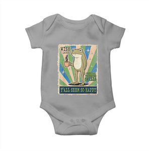 Vintage Frog Drinking Coffee Sarcastic Meme Baby Onesie Wish I Lacked Critical Thinking Skills You All Seem So Happy