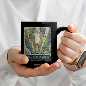 Vintage Frog Drinking Coffee Sarcastic Meme Coffee Mug Wish I Lacked Critical Thinking Skills You All Seem So Happy