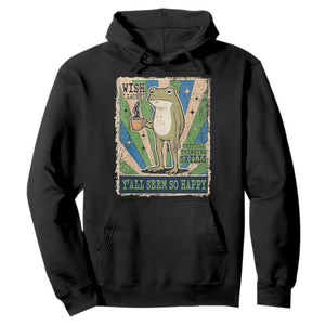 Vintage Frog Drinking Coffee Sarcastic Meme Hoodie Wish I Lacked Critical Thinking Skills You All Seem So Happy