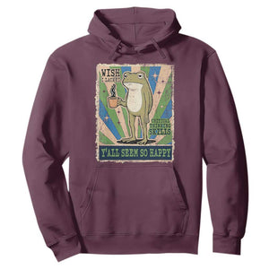 Vintage Frog Drinking Coffee Sarcastic Meme Hoodie Wish I Lacked Critical Thinking Skills You All Seem So Happy