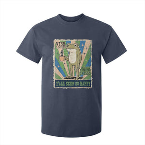Vintage Frog Drinking Coffee Sarcastic Meme T Shirt For Kid Wish I Lacked Critical Thinking Skills You All Seem So Happy