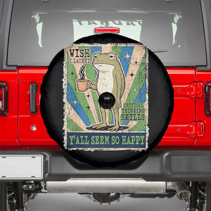 Vintage Frog Drinking Coffee Sarcastic Meme Spare Tire Cover Wish I Lacked Critical Thinking Skills You All Seem So Happy