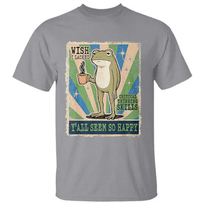 Vintage Frog Drinking Coffee Sarcastic Meme T Shirt Wish I Lacked Critical Thinking Skills You All Seem So Happy