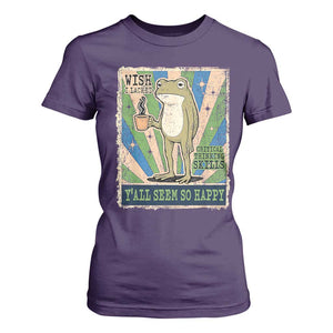 Vintage Frog Drinking Coffee Sarcastic Meme T Shirt For Women Wish I Lacked Critical Thinking Skills You All Seem So Happy