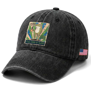 Vintage Frog Drinking Coffee Sarcastic Meme Washed Cotton Baseball Cap Wish I Lacked Critical Thinking Skills You All Seem So Happy