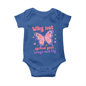 Retro Y2K Groovy Pink Butterfly Inspirational Baby Onesie Why Not Spread Your Wings And Fly Female Empowerment