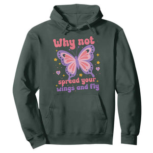Retro Y2K Groovy Pink Butterfly Inspirational Hoodie Why Not Spread Your Wings And Fly Female Empowerment