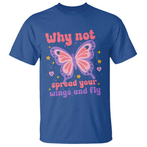 Retro Y2K Groovy Pink Butterfly Inspirational T Shirt Why Not Spread Your Wings And Fly Female Empowerment