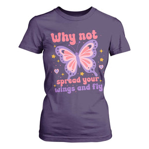 Retro Y2K Groovy Pink Butterfly Inspirational T Shirt For Women Why Not Spread Your Wings And Fly Female Empowerment